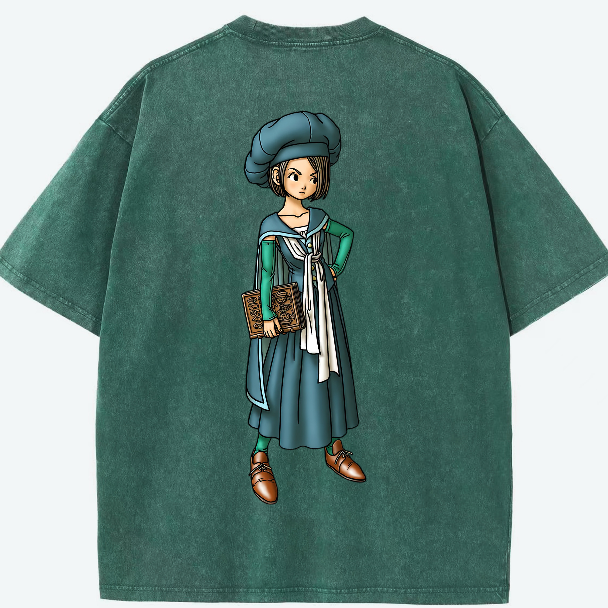 （画像用） ドラゴンクエスト Doragon Kuesuto Dragon Quest 綿100% ヴィンテージ風 半袖Tシャツ（背面プリント）